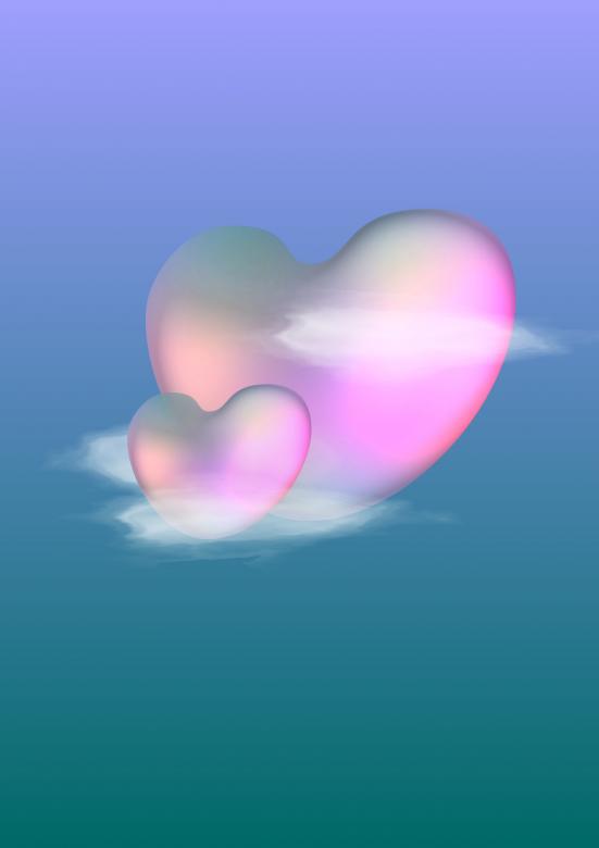 Free stock image of Colorful 3d heart pink with white clouds created by tupac doenx