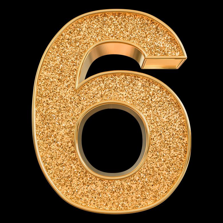 Free stock image of 3d Gold Number 6 created by Chetra168