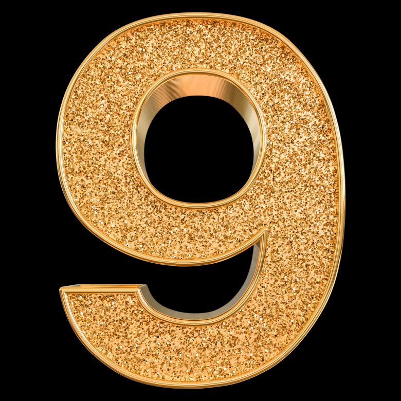 Free stock image of 3d Gold Number 9 created by Chetra168