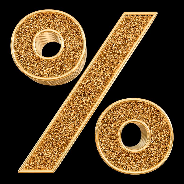Free stock image of Symbol Percentage Gold 3d created by Chetra168