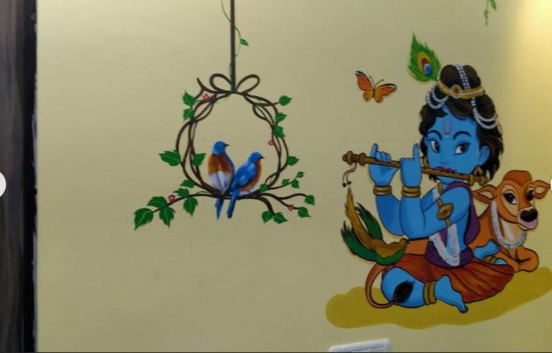 Free stock image of Pooja Room Wall Painting Designs created by sarah maryam