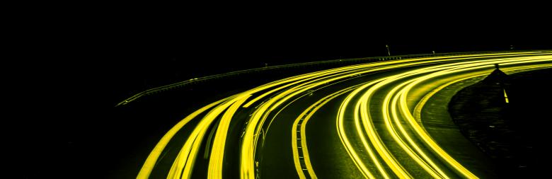 Free stock image of yellow car lights at night. long exposure created by Krzysztof Bubel