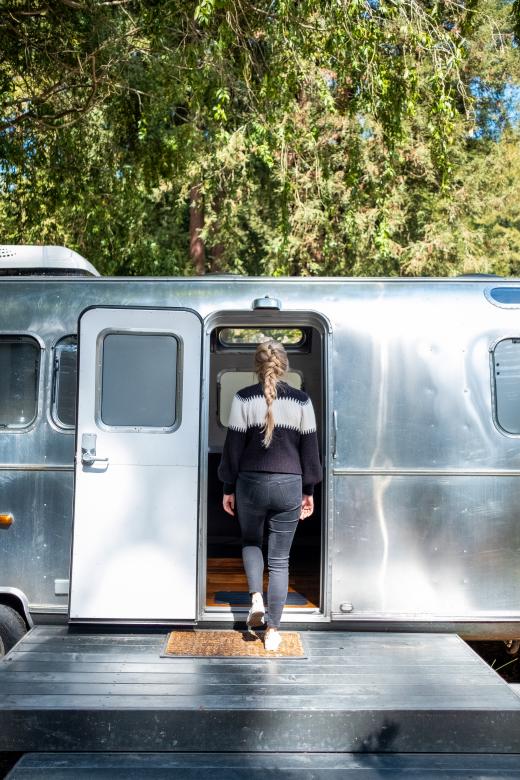 Free stock image of Woman and camper created by Matt Bango