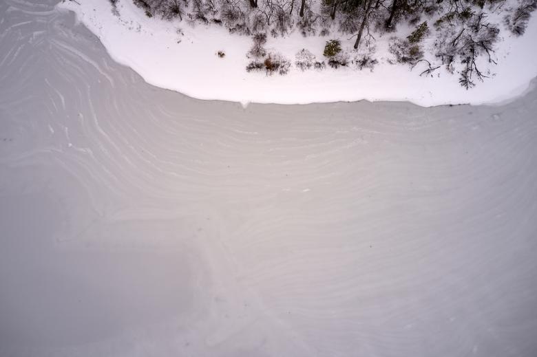 Free stock image of Ice pond aerial created by JJ Sky