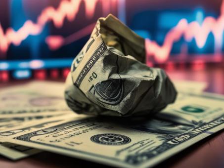 USA currency money with stock market background