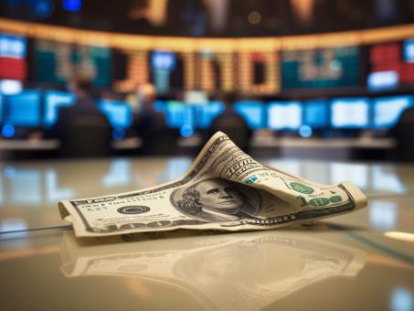USA currency money with stock market background