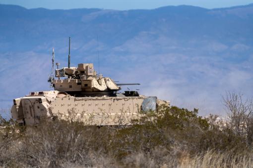 An M2A3 Bradley Fighting Vehicle assigned to 2nd Squadron