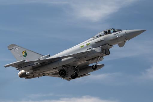 A Royal Air Force FGR-4 Typhoon takes off at Nellis