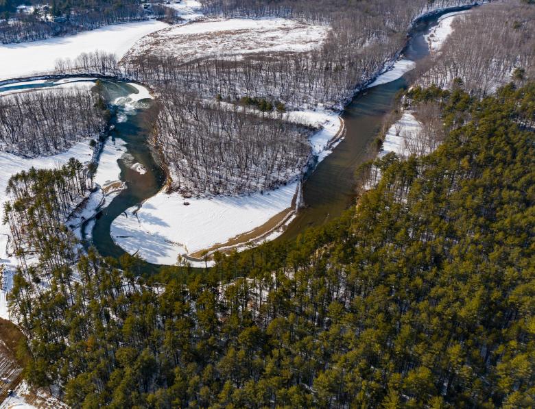 Free stock image of Winter forest aerial created by JJ Sky