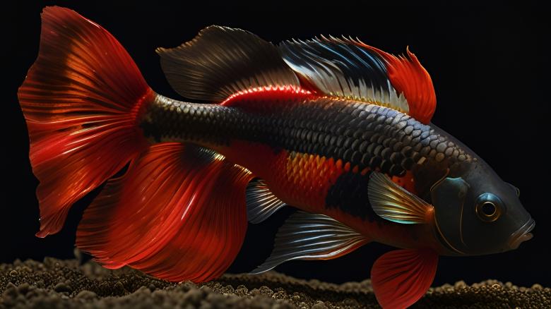 Free stock image of Elegant Red and Black Goldfish created by Infinity Focus