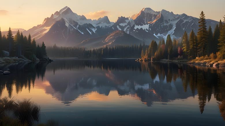 Free stock image of Serene Mountain Landscape at Sunrise created by Infinity Focus
