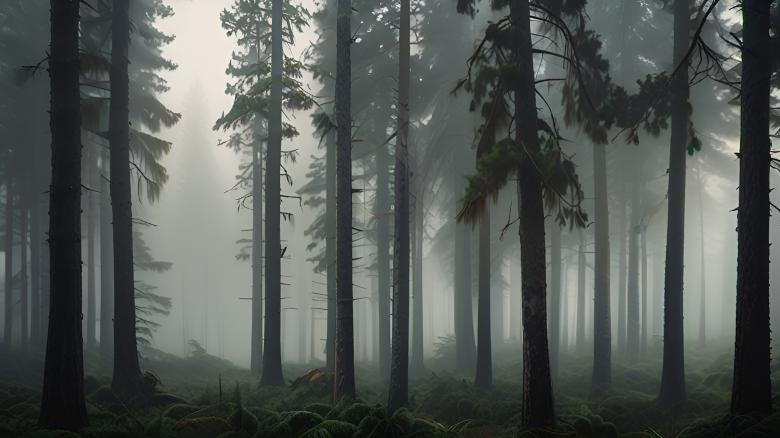 Free stock image of Foggy Forest with Pine Trees created by Infinity Focus