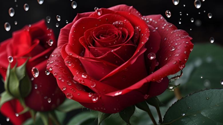 Free stock image of Red rose with dew drops created by Infinity Focus
