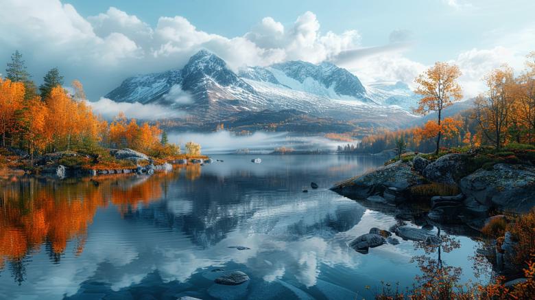 Free stock image of Scenic Fall Mountains and Lake created by Rizwana Khan