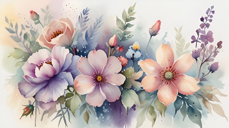 Free stock image of Watercolor Flowers Painting created by Infinity Focus