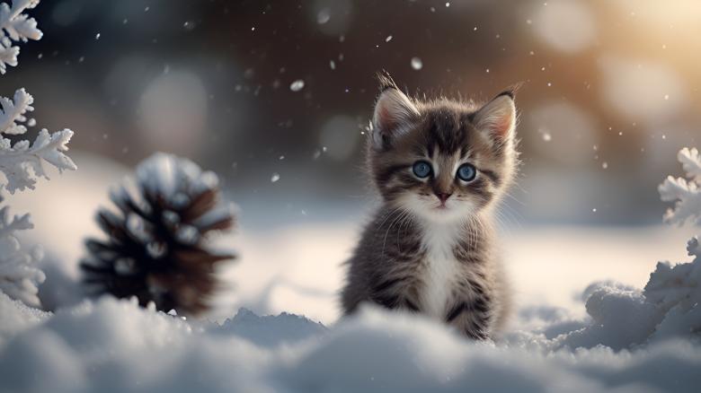 Free stock image of Kitten in Snow created by Infinity Focus