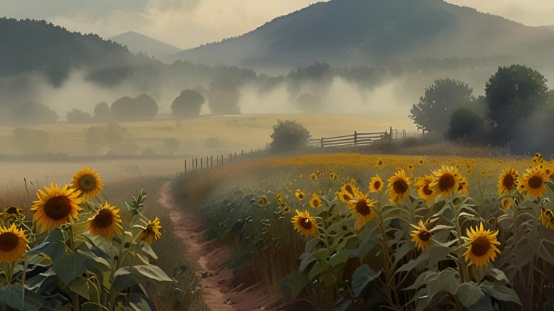 Free stock image of Sunflowers Landscape created by Infinity Focus