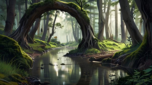 Tranquil Yet Eerie Forest Scene
