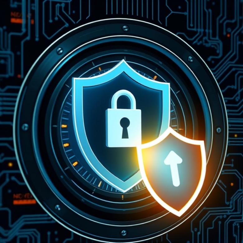 Free stock image of Cybersecurity shield protecting a blockchain ledger in a digital vault created by William David 