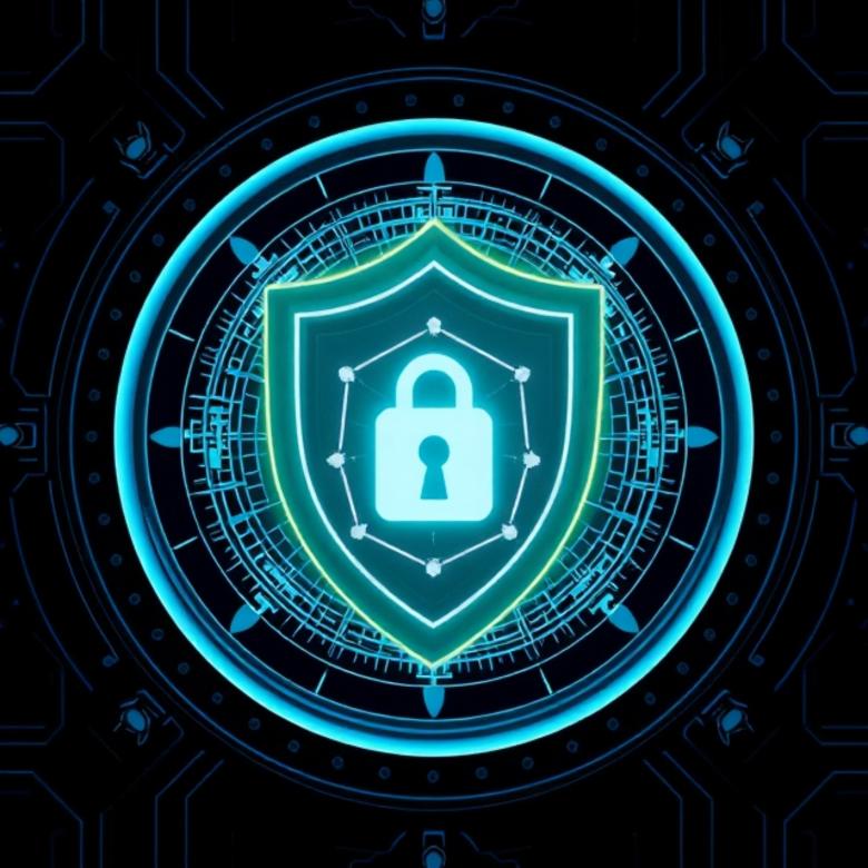 Free stock image of Cybersecurity shield protecting a blockchain ledger in a digital vault created by William David 