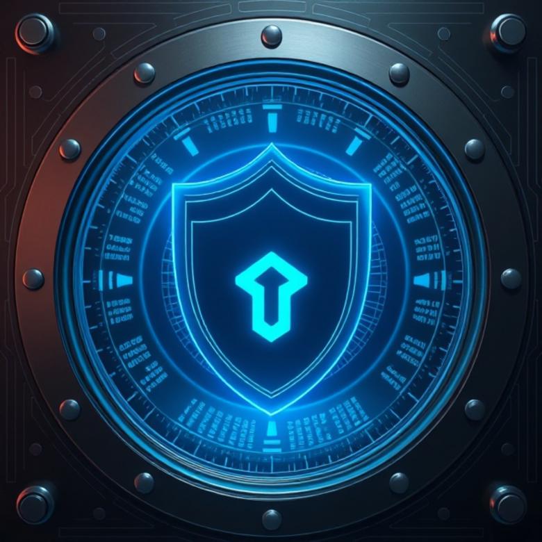 Free stock image of Cybersecurity shield protecting a blockchain ledger in a digital vault created by Adedokun Joel
