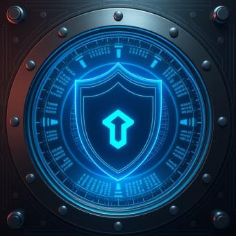 Cybersecurity shield protecting a blockchain ledger in a digital vault