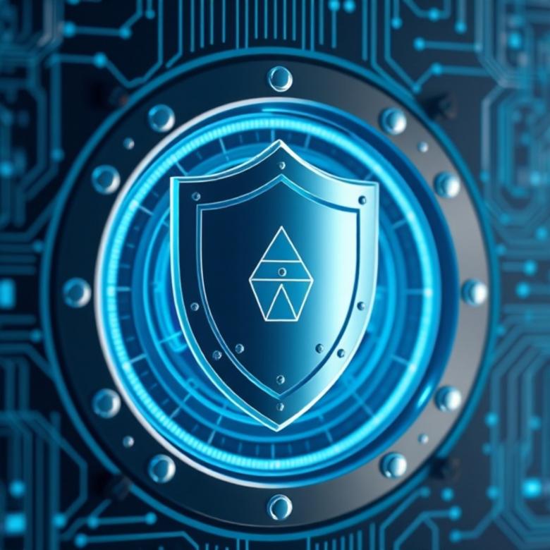 Free stock image of Cybersecurity shield protecting a blockchain ledger in a digital vault created by Adedokun Joel