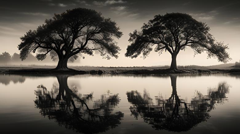 Free stock image of Monochrome Reflecting Tree created by Infinity Focus