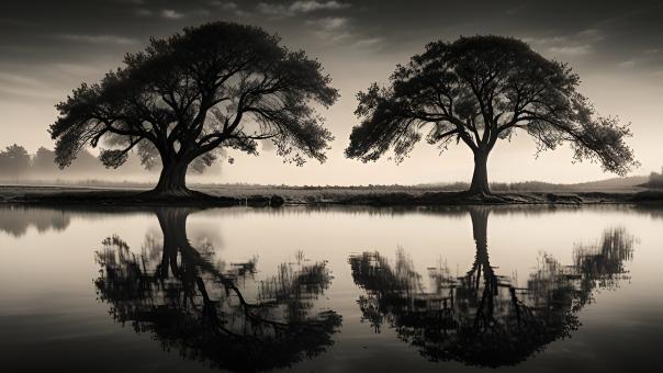 Monochrome Reflecting Tree