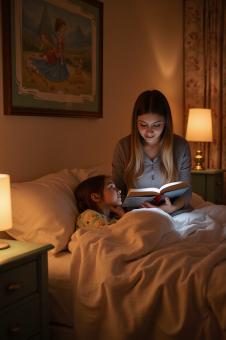 Woman reading for her daughter