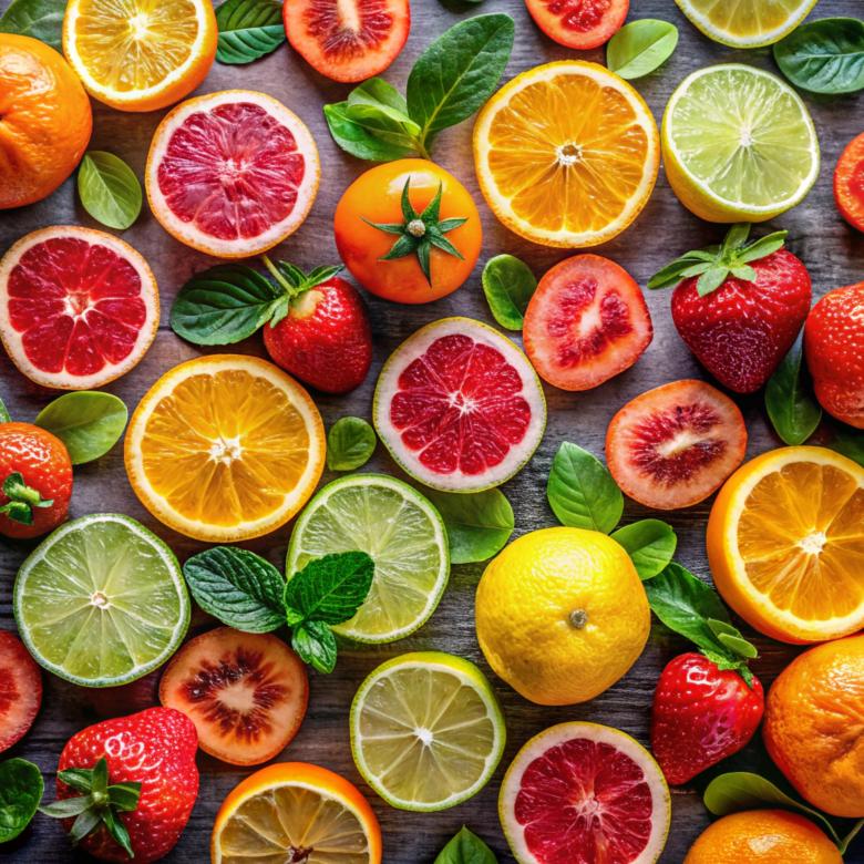 Free stock image of Top view citrus and strawberries created by image stock
