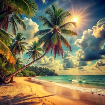 Beautiful retro nature with beach