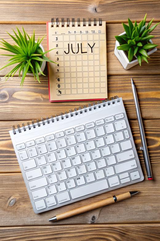 Free stock image of July calendar and keyboard created by image stock