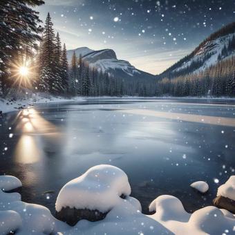 Winter Serenity by the Frozen Lake