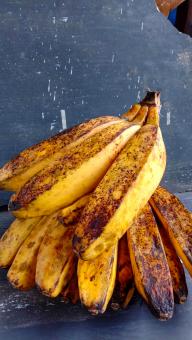 A banana with a close-up, against a black background, A banana f
