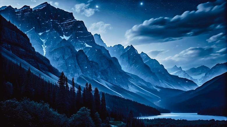 Free stock image of Majestic Mountain Range Under a Starry Night Sky  created by Sohel Tanwar 