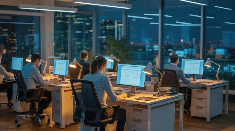Free stock image of Dedicated professionals working late into the night, focused on screen created by Toyoong Digital